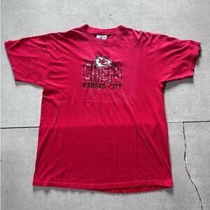 90s Vintage Kansas City Chiefs Embroidered Logo Athletic Red T Shirt Size L